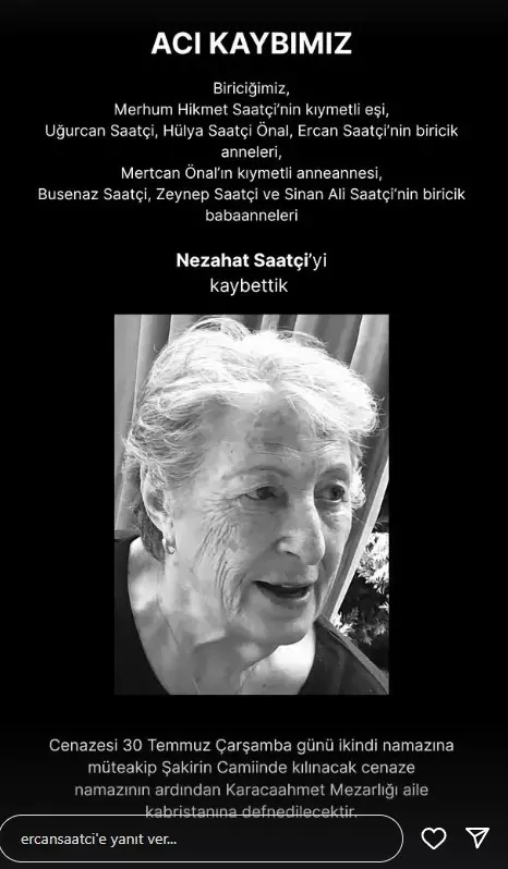 Ercan Saatçi'nin acı günü! Annesi Nezahat Saatçi hayatını kaybetti