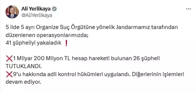 5 ilde organize suç örgütüne operasyon! 1,2 milyar TL'lik hesap hareketi şoke etti