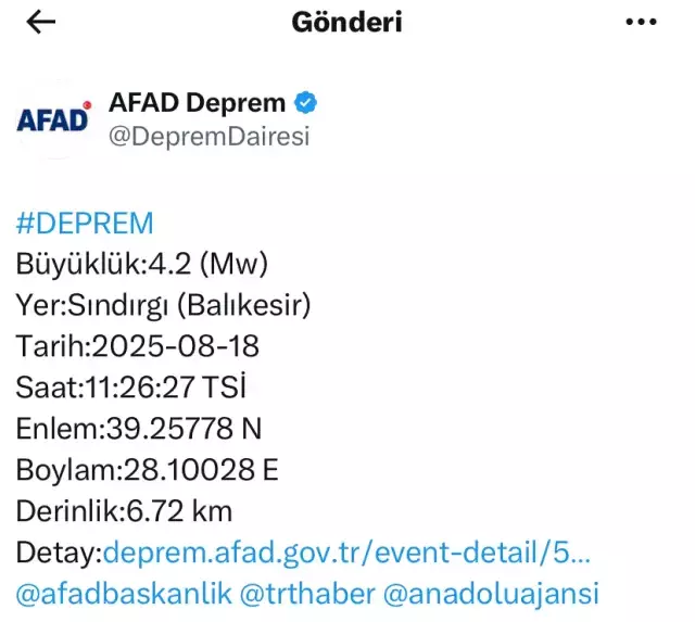Balıkesir'de korkutan deprem