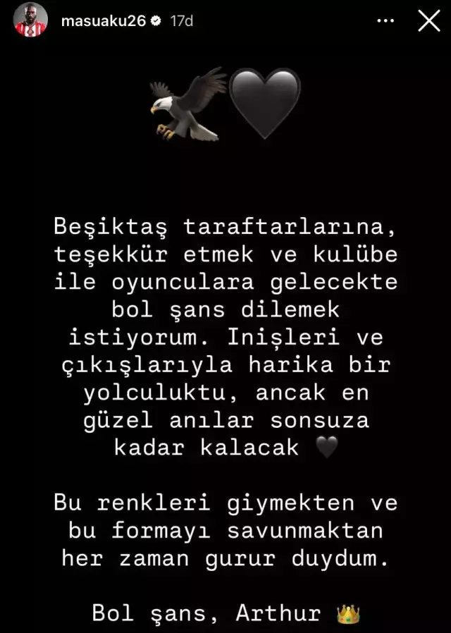 Beşiktaş'tan ayrılan Masuaku Premier Lig'e geri döndü