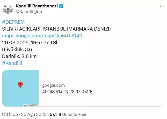 İstanbul'da hissedilen bir deprem meydana geldi