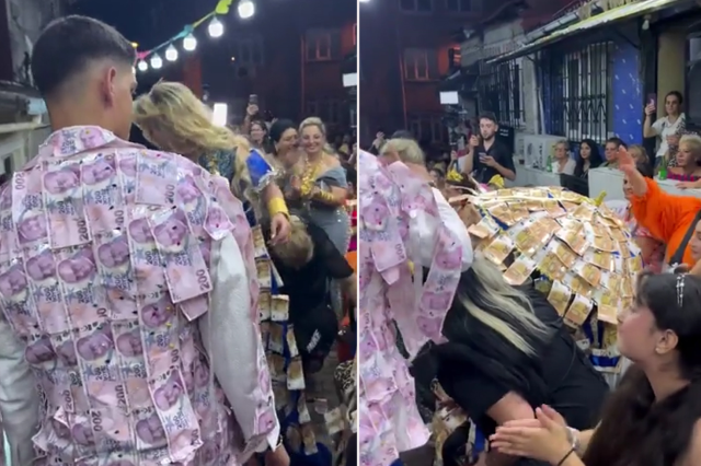 Kobra Murat'ın kızına takı şöleni! Altınlar havada uçuştu, dövizlerden şemsiye yapıldı