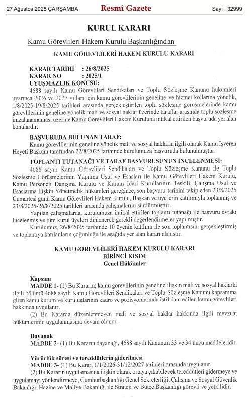 Milyonlarca memur ve emekliyi ilgilendiren zam kararı Resmi Gazete'de