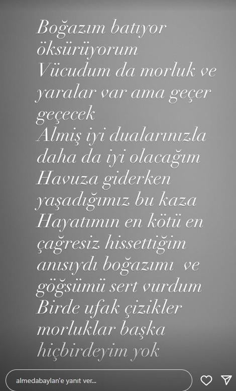 'Ölümü hissettim' diyen Almeda Baylan yaşadığı korkunç kazayı anlattı