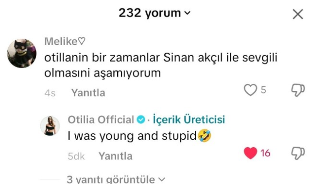 Otilia'dan Sinan Akçıl itirafı: Genç ve aptaldım