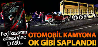 Kamyona ok gibi saplandı