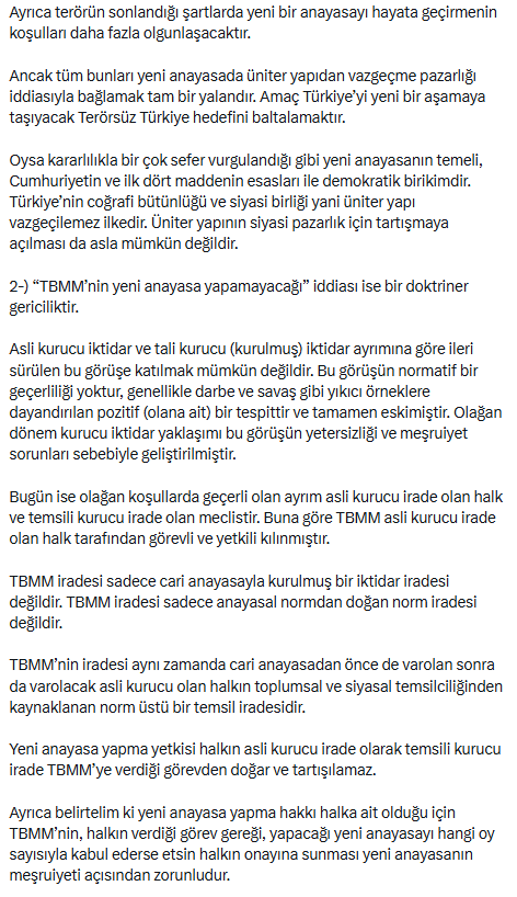 Cumhurbaşkanı Erdoğan'ın başdanışmanından yeni anayasa için referandum sinyali