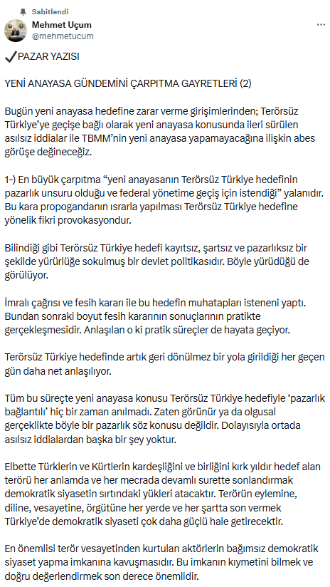 Cumhurbaşkanı Erdoğan’ın başdanışmanından yeni anayasa için referandum sinyali – Haberler