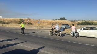 Hamzabeyli Sınır Kapısına giden kara yolu yangın nedeniyle trafiğe kapatıldı