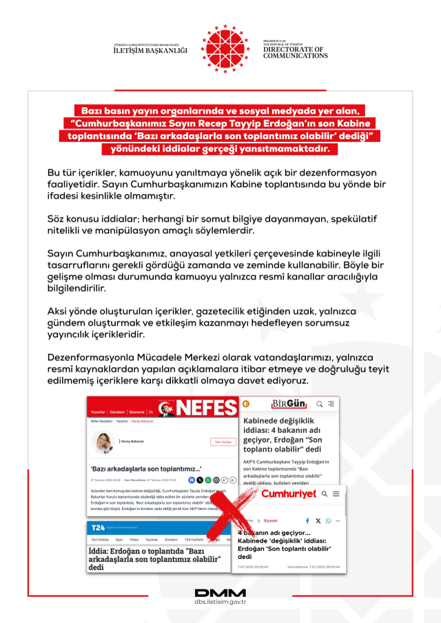 "Kabine değişecek" iddiasına net yanıt – Haberler