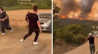 Bursa’da yangın yerleşim yerlerine sıçradı! İşte vatandaşların alevlerden kaçtığı anlar